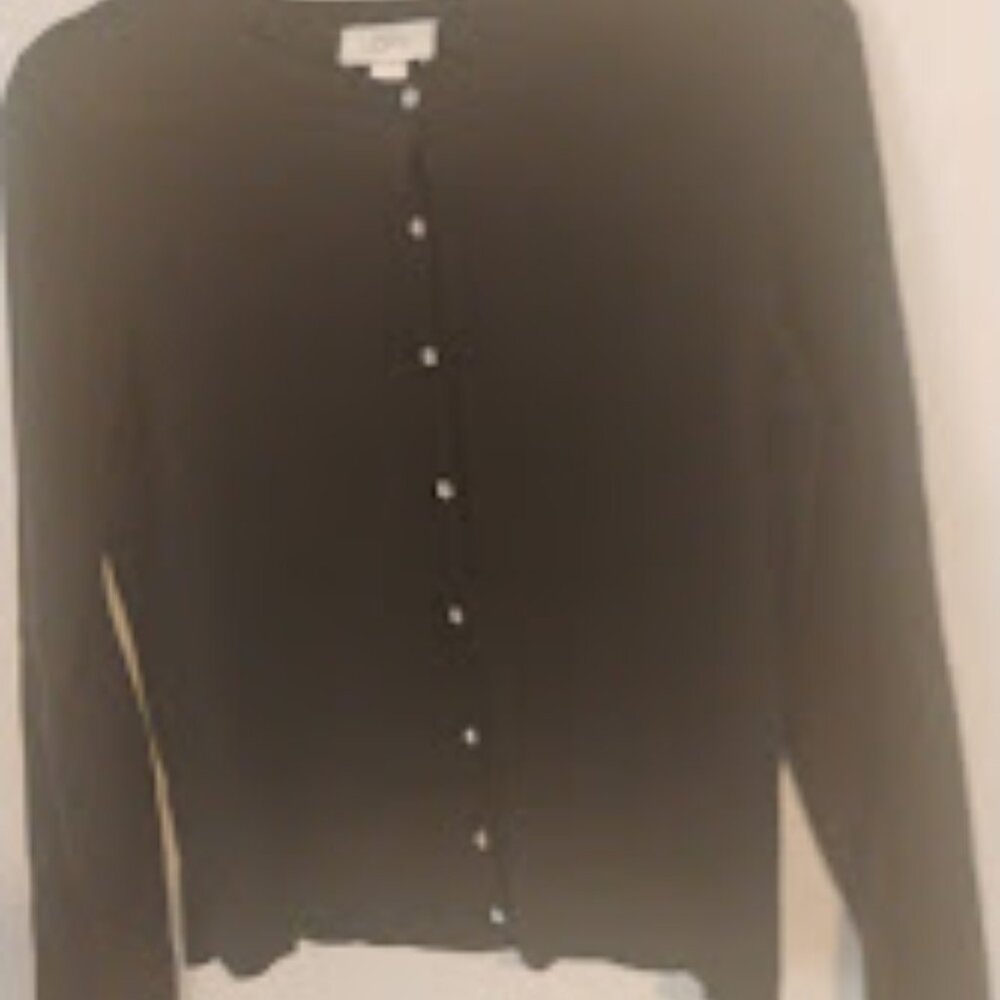 LOFT Black Button-Up Cardigan Sweater in Size M
